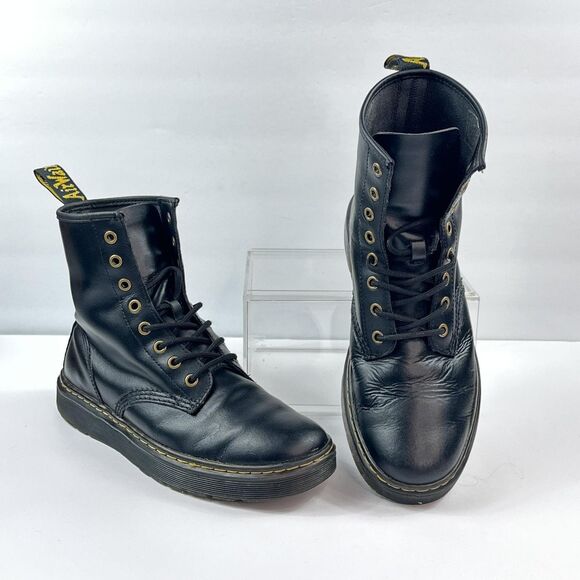 Dr Martens Zavala Boots Womens Mens Black Leather Combat Shoes